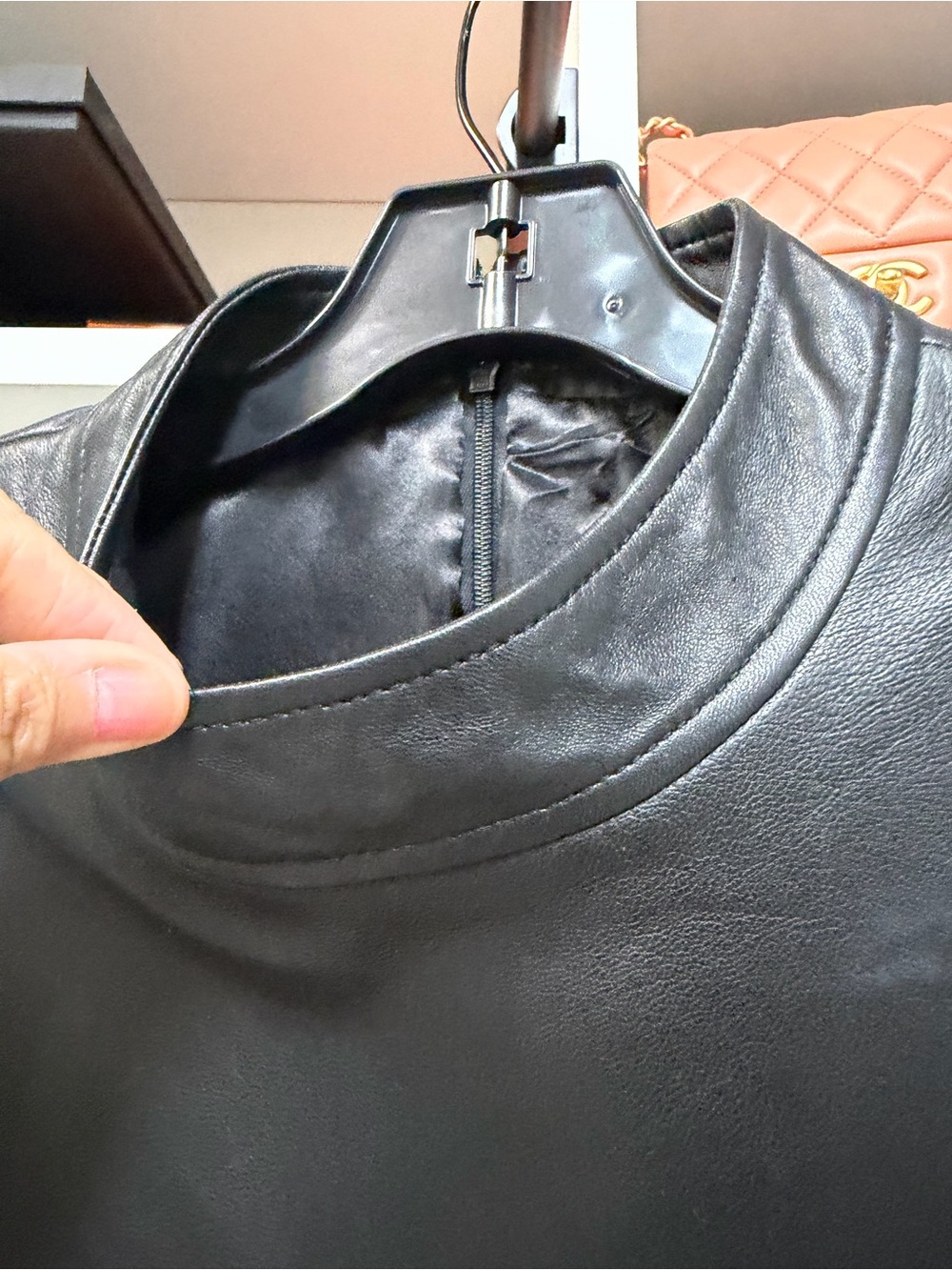 AS by DF Sleeveless Black Reclycle Leather Mini Dress - Picture 3 of 13
